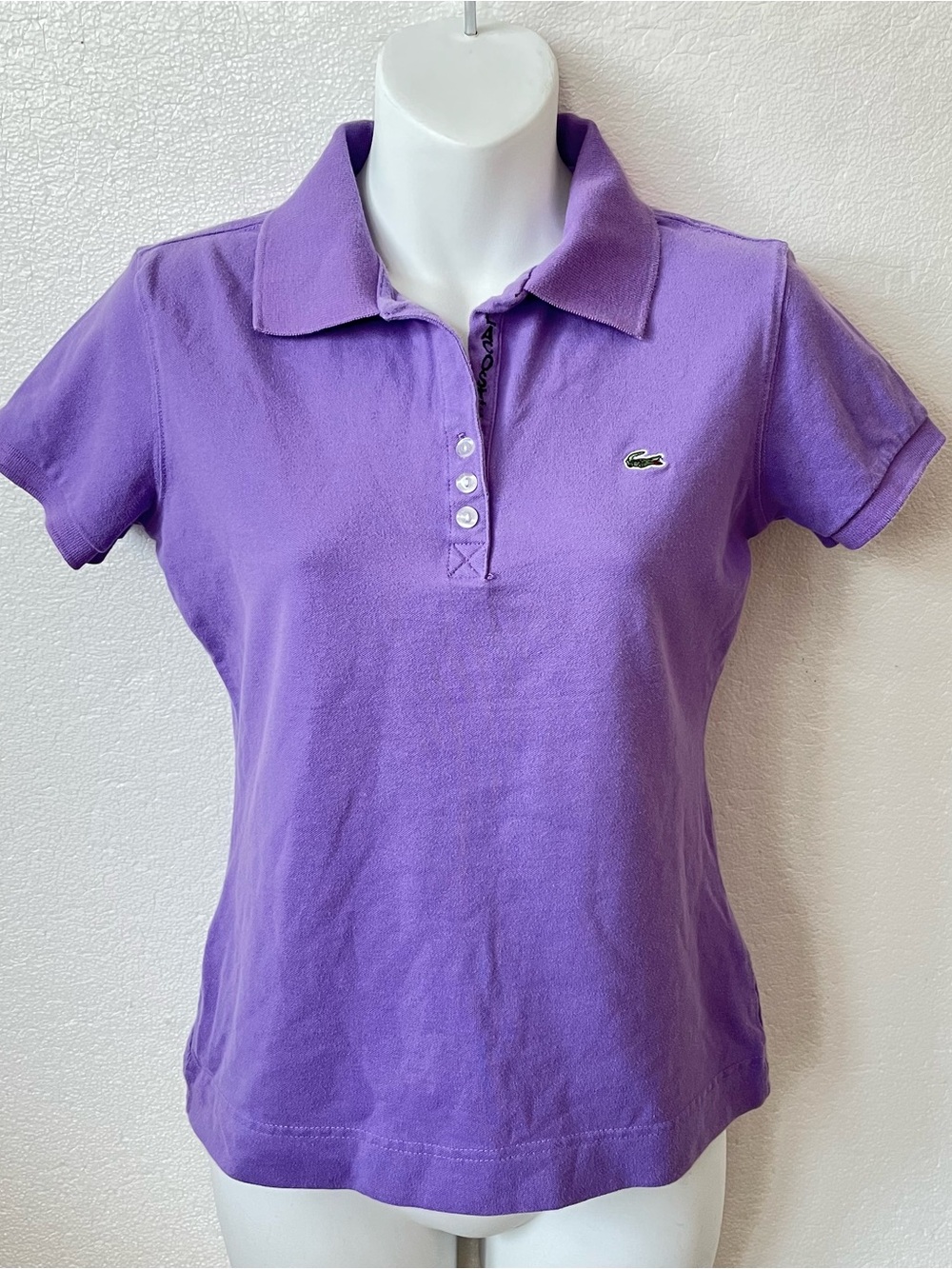 Y2K Vtg Lacoste Polo Shirt Womens 42 Short Sleeve Tennis Golf Preppy Lavender